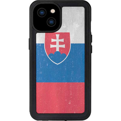Slovakia Flag Distressed iPhone 15 Plus Waterproof Case